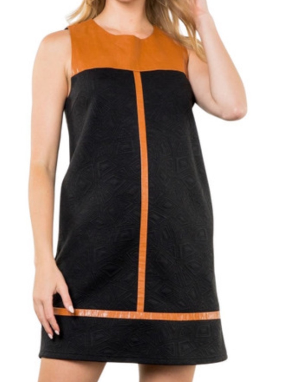 THML Black Mini Dress with rust Trim